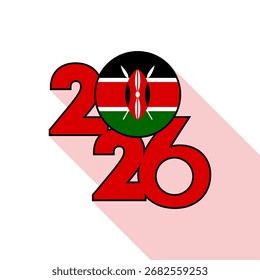 Anuncio de sombra larga 2026 con bandera de Kenia dentro.