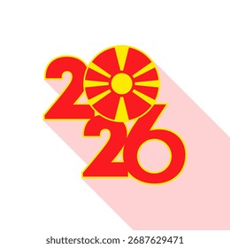 Anuncio de sombra larga de 2026 con bandera de Macedonia del Norte adentro.