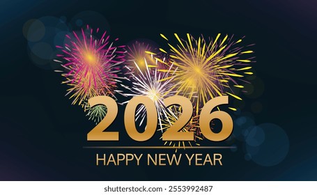 2026 Merry Christmas and Happy New Year fireworks Abstract template  vector illustration design background