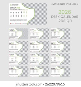 2026 modern clean and professional desk calendar design