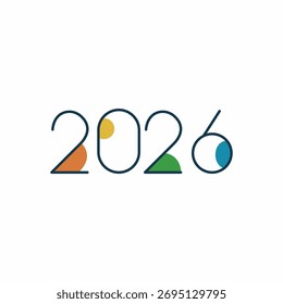 2026 Ilustración vectorial de diseño de tipografía moderna