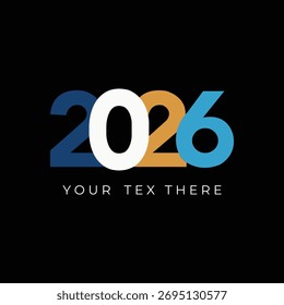 2026 Ilustración vectorial de diseño de tipografía moderna