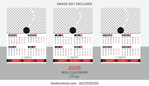 2026 modern wall calendar design. fully editable clean and professional vector template design.