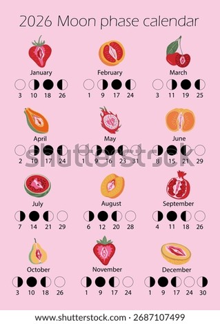 2026 Moon Cycle Calendar with Vibrant Fruit Designs