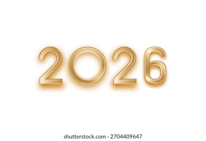 2026 Nuevo Año 3d diseño de texto.  Feliz Año Nuevo 2026. Ornamento del año Nuevo. Elemento de decoración con oropel 2026