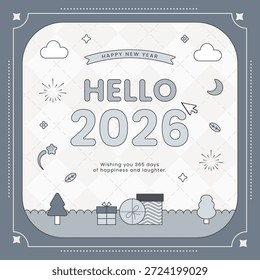 2026 fundo de ano novo com ilustração bonito
