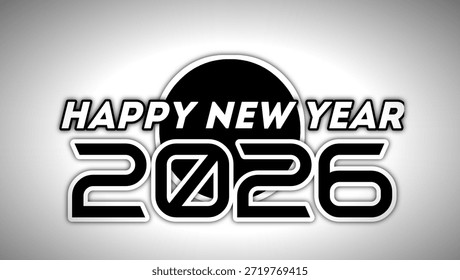 Fondo de año nuevo 2026 con elegantes matices en blanco y negro
