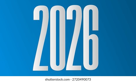 Fondo del año Nuevo 2026 con números Grandes, diseño de Vector azul mínimo