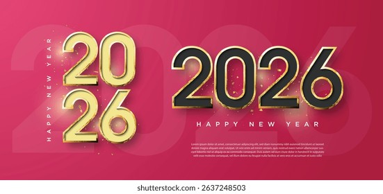 2026 new year celebration with two different and elegant festive number concept. 2026 number design.for flyers, banners and calendars 2026.