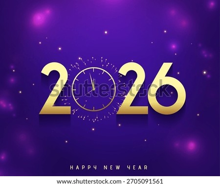 2026 new year clock background with firework bursting vector