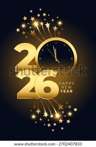 2026 new year clock poster for social media post vector