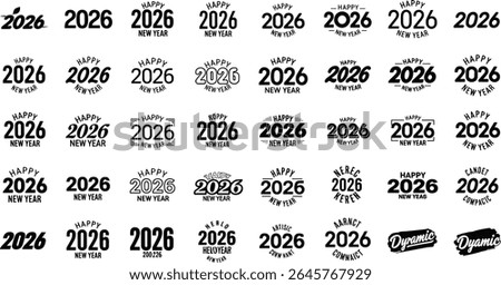 2026 New Year collection, happy New Year 2026 number set