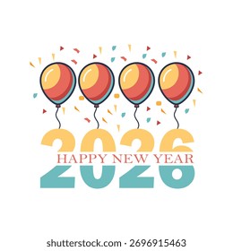 2026 año nuevo colorido icono de Vector