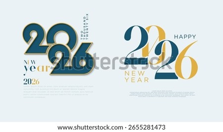2026 new year design. Different numbers design with neat cut style. Beautiful display of numbers and colors. Vector design for calendar design, banners and social media posts.