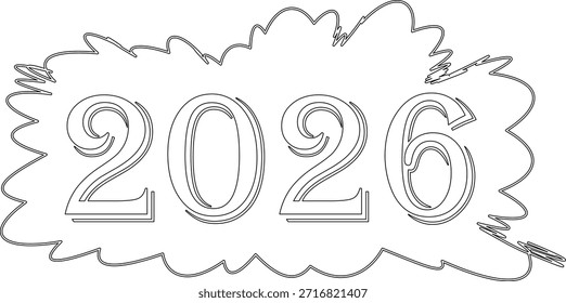 2026 Silvester-EPS-Symbol im modernen 3D-Goldstil, einzeln auf weißem Hintergrund. Perfekt für Business, Feiern, Kalender-Design, Feiertagswerbung, Web-Grafiken, Banner und Grußkarten.
