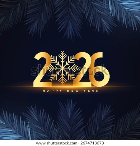 2026 new year festive background with pine leaves vector