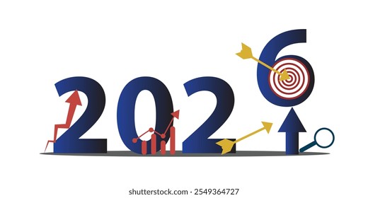 2026 new year goal plan action target vector illustration design background