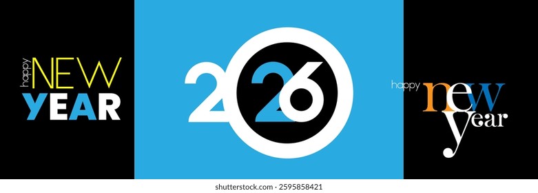 2026 New Year greeting card design concept. Happy NewYear Greeting Card Number. design for cover, calendar, banner and template, Vector illustration concepts