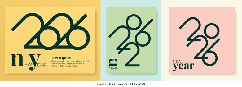 2026 new year greeting concept with modern unique number. 2026 number with beauty style design for new year sign and symbol. Happy new year 2026 design template