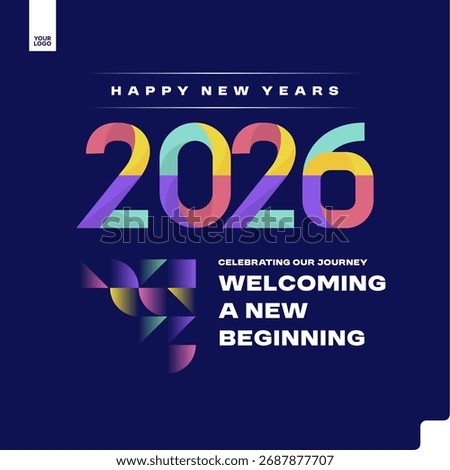 2026 New Year Greeting Template Vector Modern Layout