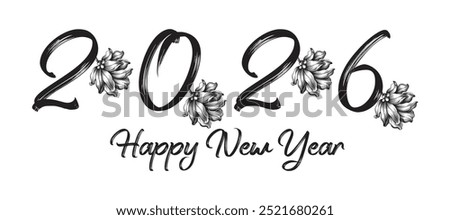 2026 new year Letter Linked Leaf Logo, Black color, unique design