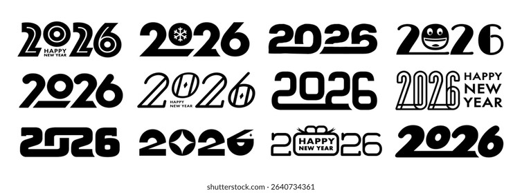 2026 new year logotype set vector black color
