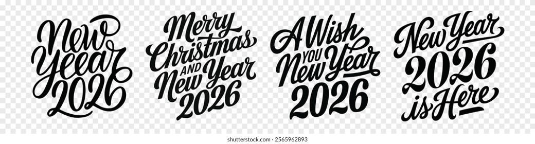 2026 New Year Merry Christmas Wishes Typography Design