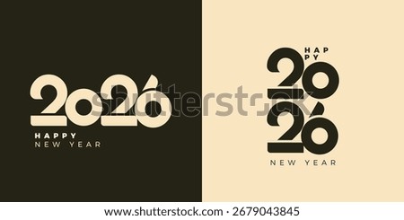 2026 new year number design. Simple design with subtle colors. Premium vector design for a greeting card, cover and flyer celebrating the new year 2026.