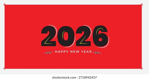 2026 novo ano vermelho número tipografia vetor ilustração com fundo sólido mínimo para comemoração banner poster