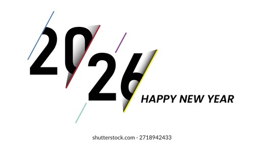 2026 Año Nuevo Ilustración vectorial de tipografía de número simple con estilo moderno limpio para cartel de tarjeta de felicitación