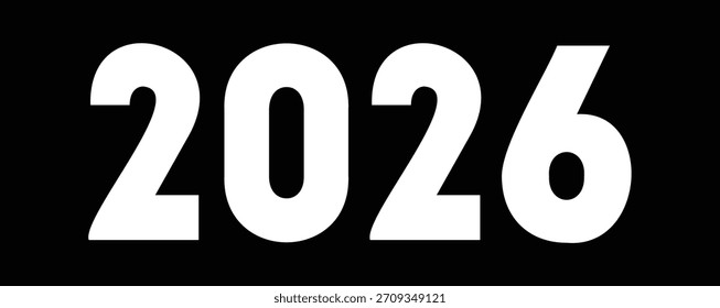 Plantilla de año Nuevo 2026 sobre fondo negro. Nuevo año 2026 Plantilla de publicaciones en redes sociales. Moderno 2026 año de Plantilla
