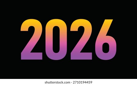 Plantilla de año Nuevo 2026 sobre fondo negro.  Moderna Plantilla de 2026 años. Nuevo año 2026 Plantilla de publicaciones en redes sociales
