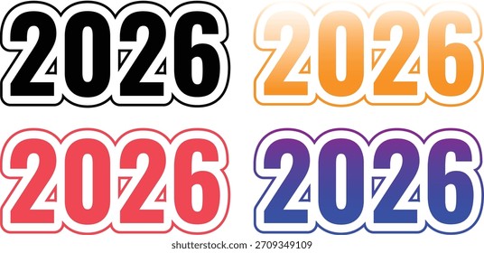Conjunto de Plantilla de año Nuevo 2026. Plantilla moderna colorida 2026