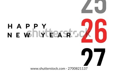 2026 New Year Transition Timeline Simple Red and Gray Numbers, Flat Modern design , illustration Vector EPS 10 