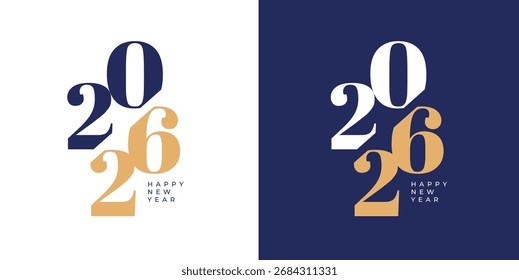 2026 Neujahr Typografie Abstrakte Zahlen Modernes Vektordesign Frohes neues Jahr Illustration
