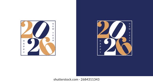 2026 Año Nuevo Tipografía Números Abstractas Diseño de Vector moderno Feliz Año Nuevo Ilustración