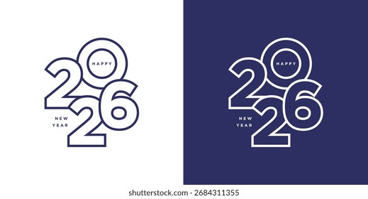 2026 New Year Typography Abstract Numbers Modern Vector Design Happy New Year Illustration
