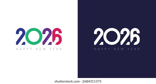 2026 Neujahr Typografie Abstrakte Zahlen Modernes Vektordesign Frohes neues Jahr Illustration