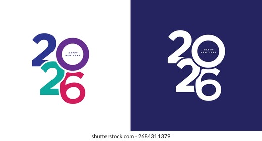 2026 New Year Typography Abstract Numbers Modern Vector Design Happy New Year Illustration