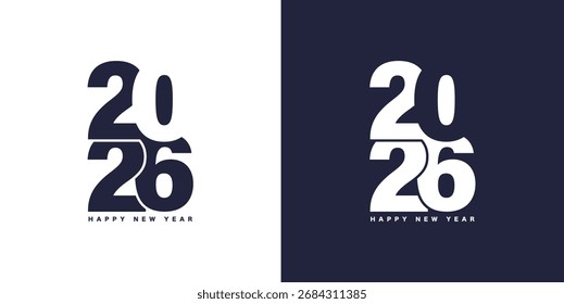 2026 Neujahr Typografie Abstrakte Zahlen Modernes Vektordesign Frohes neues Jahr Illustration