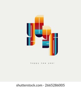2026 new year typography design in stepped gradient vertical layout