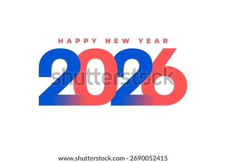 2026 New Year Typography Design Illustration. 2026 Greeting Card Design for New Year Celebration.
