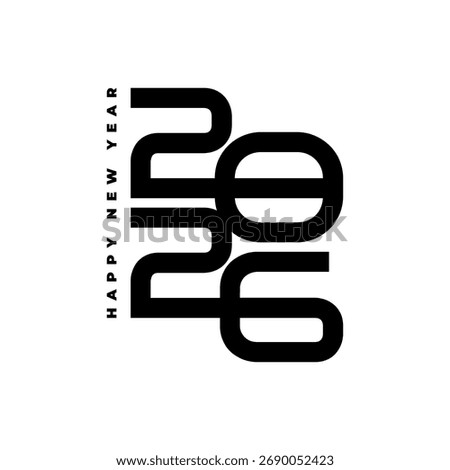 2026 New Year Typography Design Illustration. 2026 Greeting Card Design for New Year Celebration.