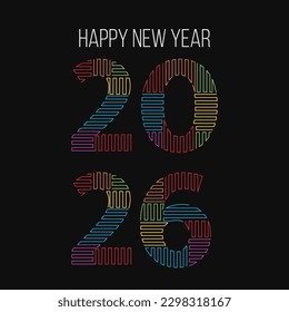 2026 new year typography logo design concept in string art design