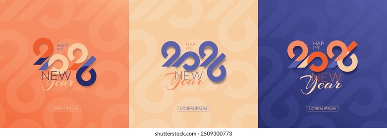 2026 new year with typography logo design style. Set of 2026 new year design template
