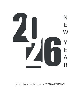 2026 Neujahr Typografie Vektordesign für Grußkarten, Poster, Banner und Feiertagsbranding.