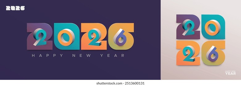 Año nuevo 2026 con diseño de número único. Concepto de saludo para la celebración de año nuevo 2026
