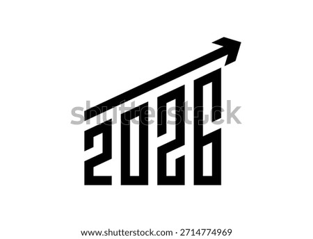 2026 new year vector illustration with upward arrow symbolizing growth,2026 budget progress, success, and future planning for business, corporate branding, and optimistic New Year