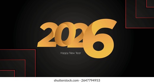 2026 New Year's Design: Gold Numerals on Dark Background, Festive Celebration Graphic
