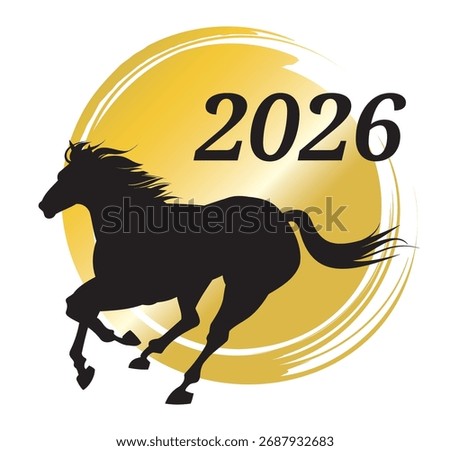 2026 New Year's greeting materials, galloping horse silhouette, New Year's key  visual